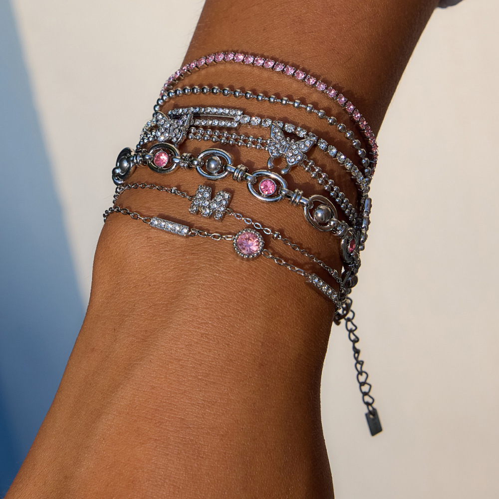 Bracelet Chaîne Femme En Acier Inoxydable Étanche Avec Lettre Mignonne (1 Pièce) - Collection Luxe Image5
