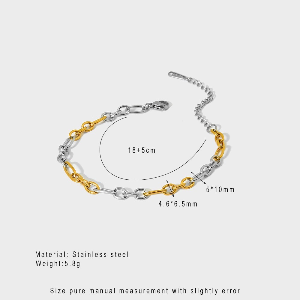 Bracelet Femme Simple Series Daily Chain En Acier Inoxydable Étanche Couleur Or 