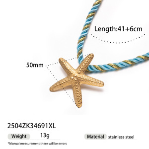 Collier Pendentif Étoile De Mer En Acier Inoxydable Étanche Couleur Or (1 Pièce) h5 Image3