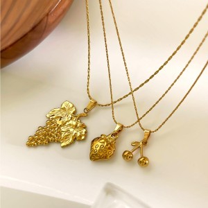 Collier Pendentif En Acier Inoxydable Doré, Étanche, En Forme De Fruit (1 Pièce) h5 Image5