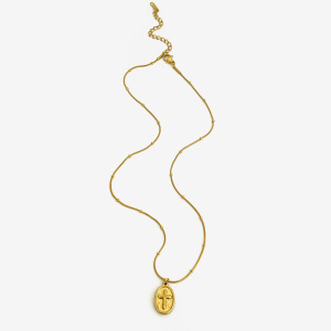 Collier Pendentif Croix En Acier Inoxydable Étanche Couleur Or (1 Pièce) h5