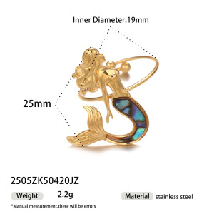 Ensemble De Boucles D'Oreilles Sirène En Acier Inoxydable Étanche Couleur Or h5
