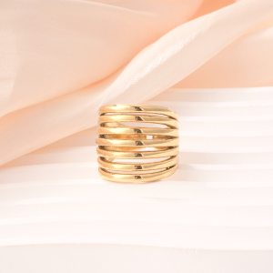 Bague Daily Strip Simple Series En Acier Inoxydable Étanche Couleur Or (1 Pièce) h5 Image4