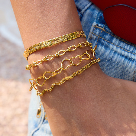 Bracelet chaîne classique torsadé pour femme, en acier inoxydable étanche, couleur or (1 pièce).