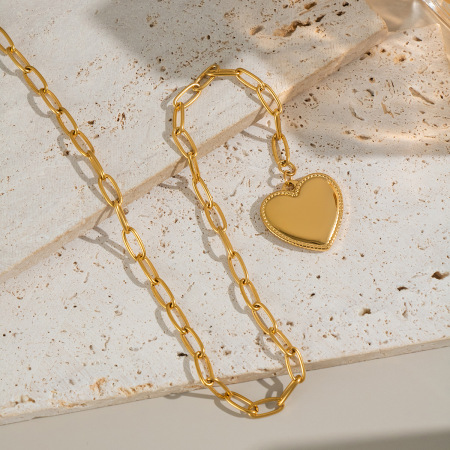 Collier pendentif cœur en acier inoxydable étanche couleur or (1 pièce) 2