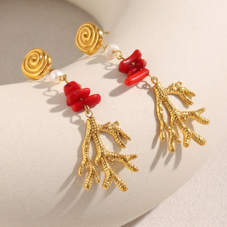 Boucles d'oreilles pendantes pour femme, motif tortue, collection romantique, en acier inoxydable étanche (1 paire). 2