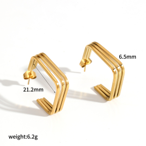 1 Paire De Boucles D'Oreilles À Clous En Acier Inoxydable Étanche Couleur Or h5 