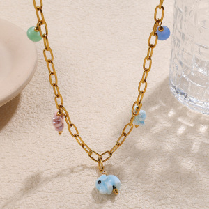 Collier Pendentif Oceanic En Acier Inoxydable Étanche Couleur Or (1 Pièce) h5 Image4