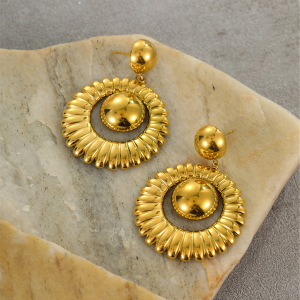 Boucles D'Oreilles Pendantes Élégantes Et Géométriques En Acier Inoxydable Imperméable Pour Femmes, Collection Luxueuse. h5 Image3