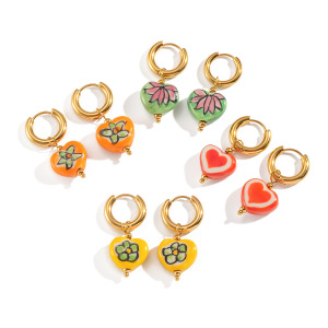 1 Paire De Boucles D'Oreilles Pendantes En Forme De Cœur Et De Fleur h5 Image4