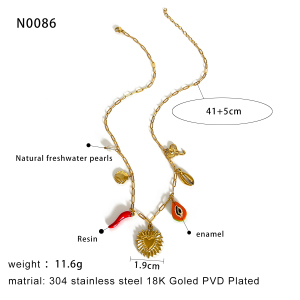 Collier Pendentif Cœur En Acier Inoxydable Étanche Couleur Or (1 Pièce) h5 Image2