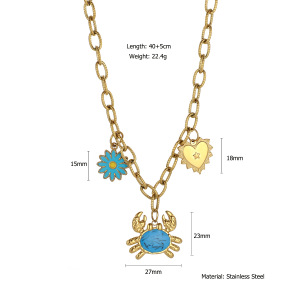 Collier Pendentif Cœur Étanche En Acier Inoxydable Pour Femme (1 Pièce) h5 Image2