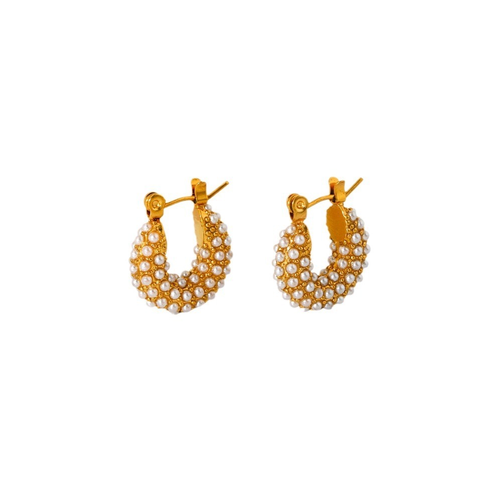 Boucles D'Oreilles Puces Élégantes En Acier Inoxydable Imperméable Pour Femmes, Collection Luxueuse Image5