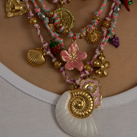 Collier tressé pour femme, collection classique de luxe, en acier inoxydable, couleur or, avec fermoir en coquillage étanche (1 pièce)