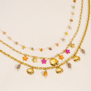 Colliers Élégants Avec Pendentif En Forme De Fleur En Acier Inoxydable Couleur Or Pour Femme h5 Image3