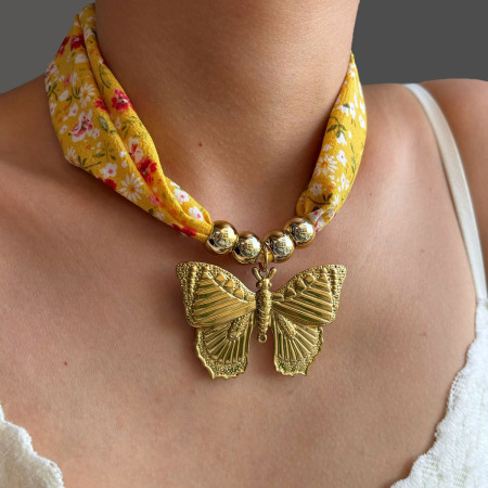 Collier pendentif papillon en acier inoxydable étanche couleur or (1 pièce)