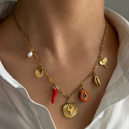 Collier pendentif cœur en acier inoxydable étanche couleur or (1 pièce) 2