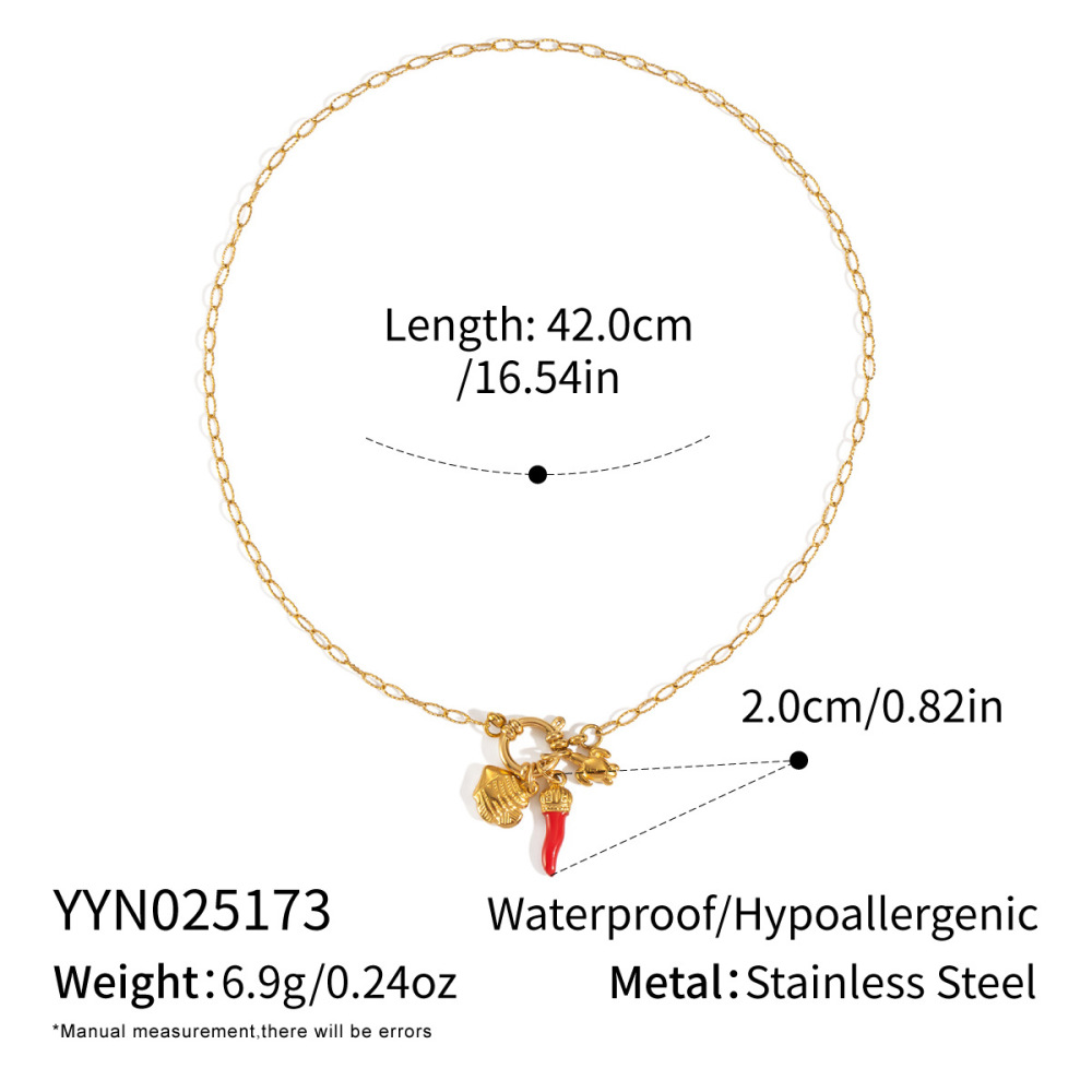 Collier Pendentif Chill Charm En Acier Inoxydable Étanche Couleur Or (1 Pièce)