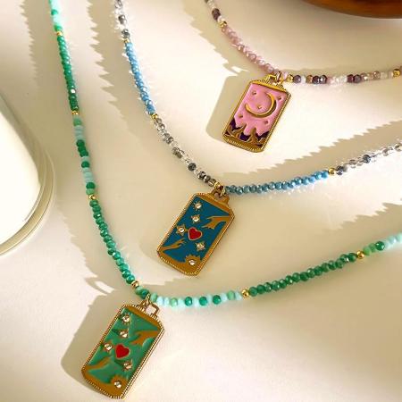 Collier pendentif tarot en acier inoxydable 1 pièce