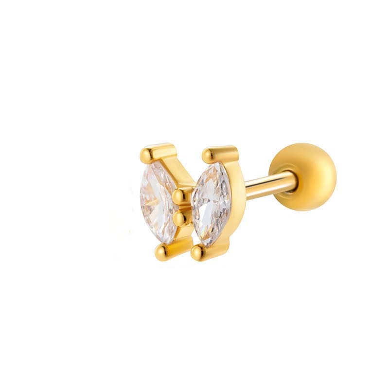 Boucles D'Oreilles À Tige Papillon Polychrome En Acier Titane Et Zircon Pour Femme, 1 Pièce 