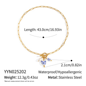 Collier Pendentif En Acier Inoxydable Doré, 1 Pièce, Fleur En Céramique h5 