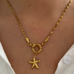 Collier Pendentif Oceanic En Acier Inoxydable Étanche Couleur Or (1 Pièce) h5 Image4