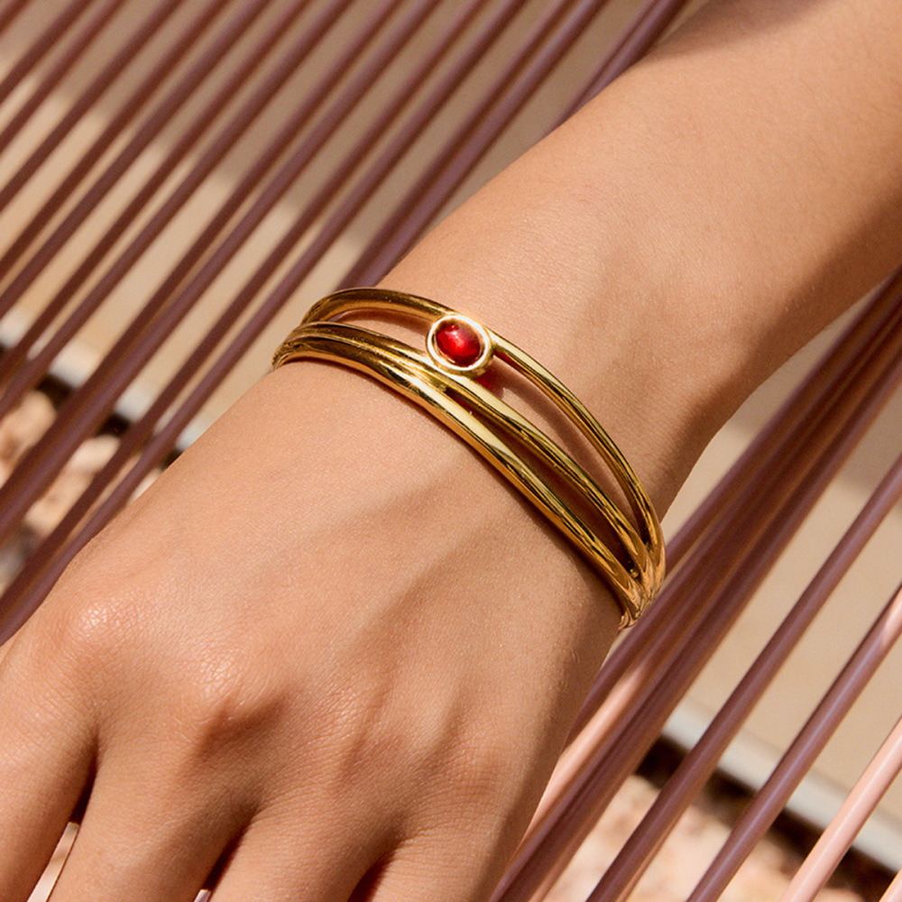Bracelet Classique Pour Femme, En Acier Inoxydable, Couleur Or, Étanche (1 Pièce) Image4