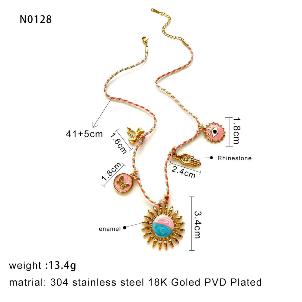 Collier Pendentif Tournesol En Acier Inoxydable Étanche Couleur Or 