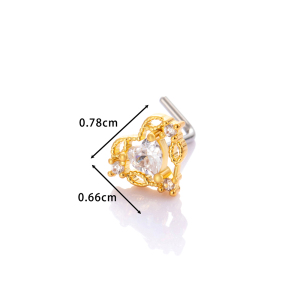 1 Pièce De Piercing De Nez En Zircon Couleur Cuivre Doré h5 Image2