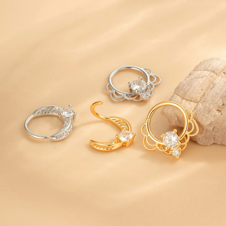 1 pièce de piercing de nez moderne en cuivre doré et zircon pour femme 2