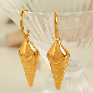 1 Paire De Boucles D'Oreilles Pendantes En Acier Inoxydable Étanche Couleur Or h5 Image3