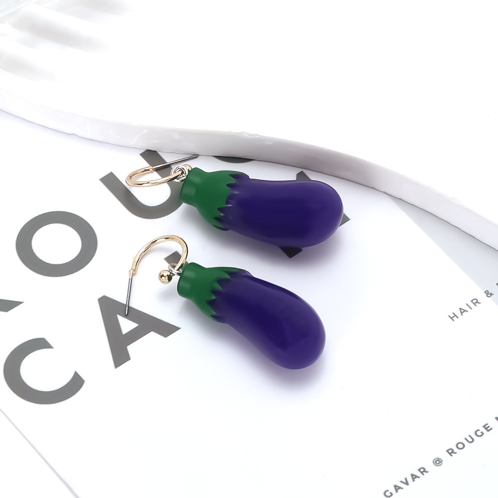 1 Paire De Boucles D'Oreilles Pendantes En Résine Aubergine Image4
