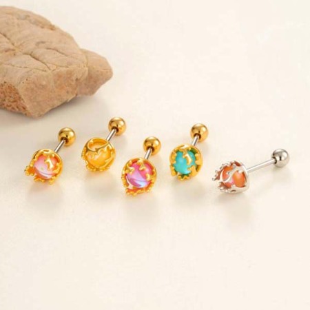 Boucles d'oreilles piercing colorées en cuivre doré pour femme, 1 pièce