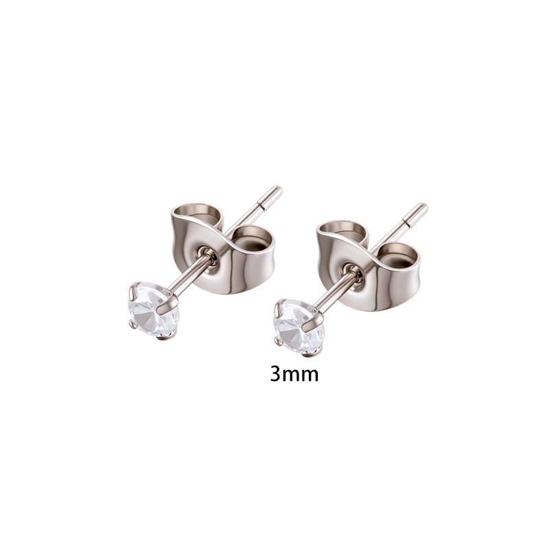 Boucle D'Oreille Piercing Simple En Acier Inoxydable Étanche Couleur Or Avec Zircon (1 Pièce) h5Image2