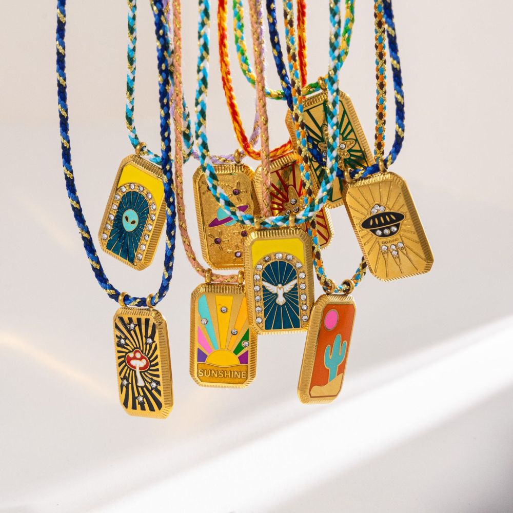Collier Pendentif Rétro Tarot En Acier Inoxydable Étanche Couleur Or (1 Pièce) Image5