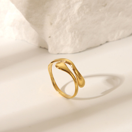 Bague minimaliste étanche en acier inoxydable couleur or (1 pièce) 2