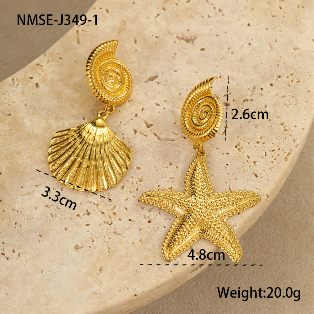 Boucles D'Oreilles Pendantes Pour Femmes, Motif Tortue De Vacances, En Acier Inoxydable, Étanches, Couleur Or. Image2