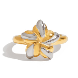 Bague Ajustable Pour Femme, En Acier Inoxydable Doré, Avec Motif Étoile Et Étanche. h5 Image6