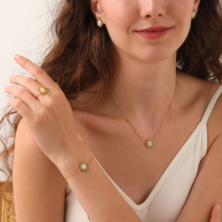 Ensembles de bijoux luxueux et élégants en acier inoxydable doré, étanches et résistants au soleil 2