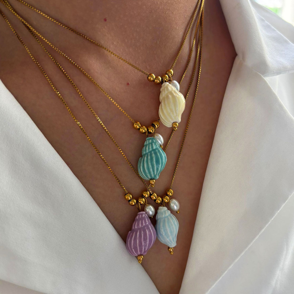 Collier Pendentif Coquillage Coloré 1 Pièce Image3
