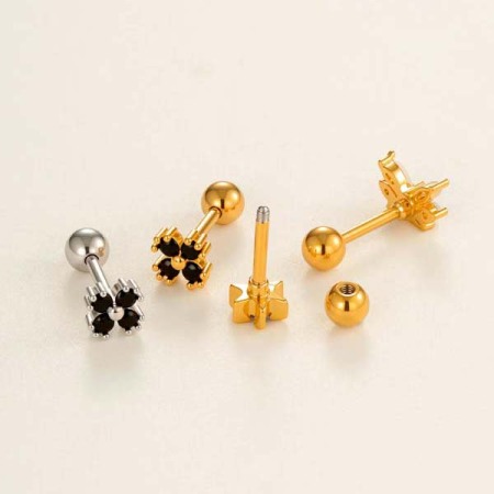 Boucles d'oreilles piercing en forme de cœur pour femme, couleur cuivre et or, zircone 2