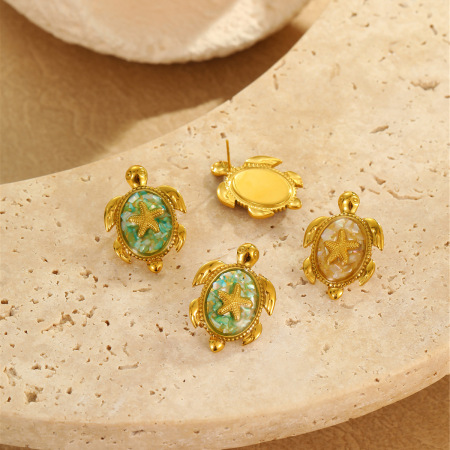 Boucles d'oreilles puces pour femmes, collection romantique, motif animaux de vacances, en acier inoxydable étanche. 2