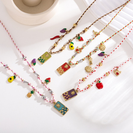 Collier pendentif femme luxueux en acier inoxydable couleur or, motif tarot, 1 pièce 2