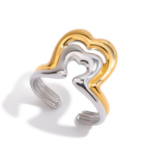 Bague Minimaliste Classique Géométrique En Acier Inoxydable Étanche Couleur Or (1 Pièce) h5 