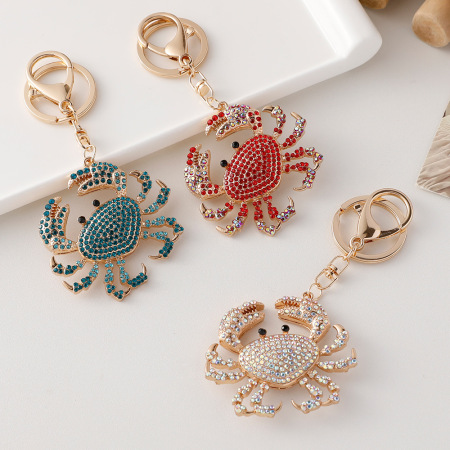 Porte-clés en alliage en forme de crabe, 1 pièce