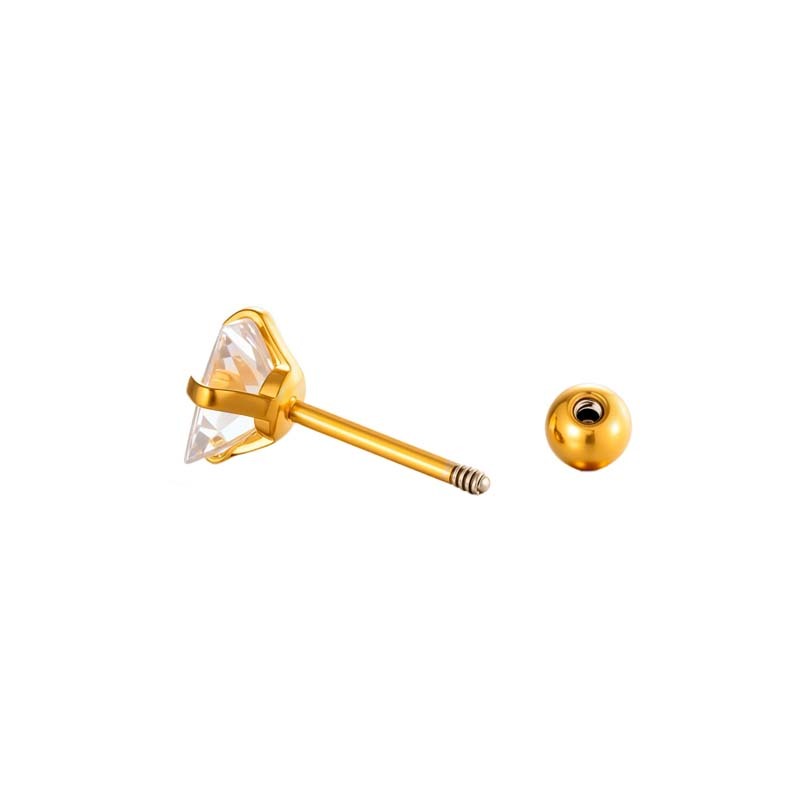 Boucles D'Oreilles Piercing Femme En Forme De Cœur, En Acier Inoxydable Étanche Et Zircon (1 Pièce). h5Image6
