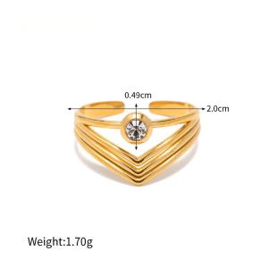 Bague Simple En Forme De Cœur, En Acier Inoxydable Étanche, Couleur Or (1 Pièce) h5