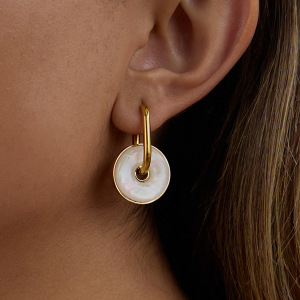 1 Paire De Boucles D'Oreilles Créoles Annulaires Élégantes En Acier Inoxydable Étanche Couleur Or Pour Femme h5 Image4