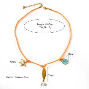 Colliers Pendentifs Pour Femmes En Acier Inoxydable Doré, Motif Poisson À Contraste De Couleurs h5 Image2