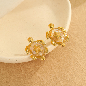 Boucles D'Oreilles Puces Pour Femmes, Collection Romantique, Motif Animaux De Vacances, En Acier Inoxydable Étanche. h5 Image4